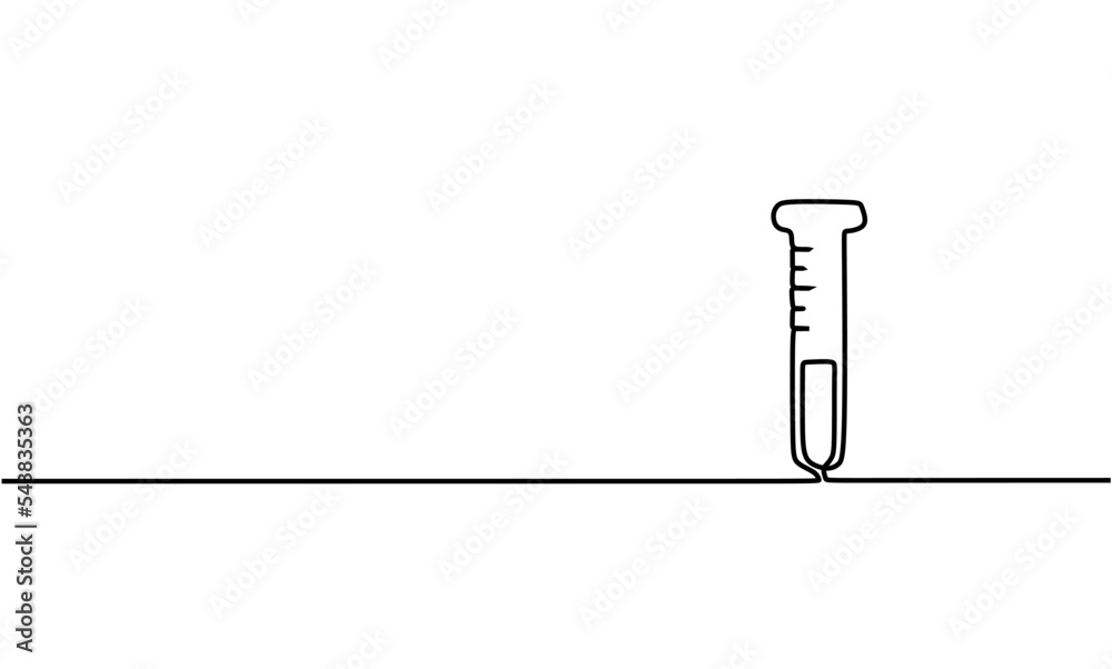 Single continuous line art chemical science flask. Scientific ...