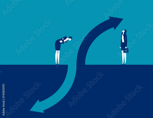 Arrows pointing to opposite direction. Business direction vector illustration
