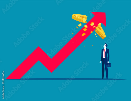 Lost investment in deflation and inflation crisis. Business depreciation vector illustration