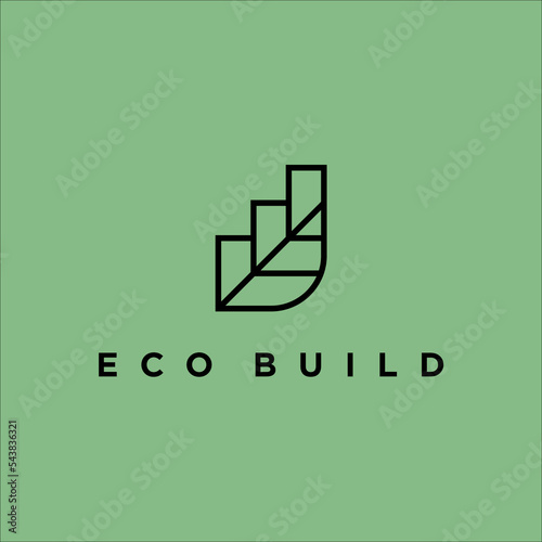 line art Eco Build logo vector