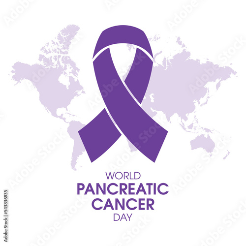 World Pancreatic Cancer Day vector. Purple pancreatic cancer awareness ribbon icon vector isolated on a white background. Important day