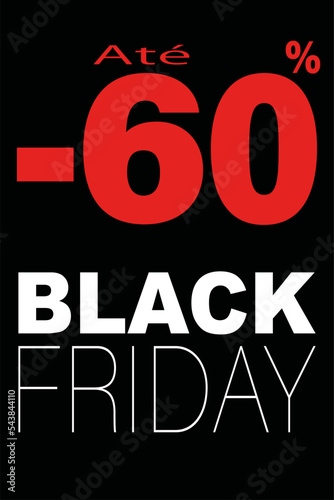 cartão ou banner para Black Friday em branco com reduções de até 60% em vermelho tudo em fundo preto