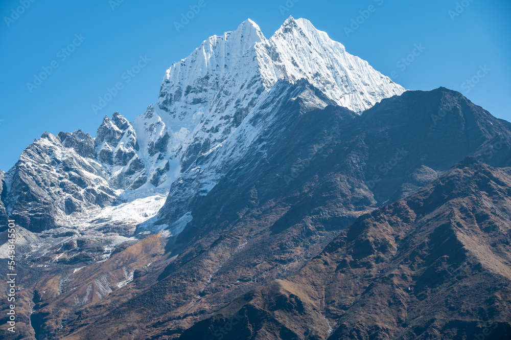 Beautiful view of Mt.Thamserku (6723m) view from Namche Bazaar, Nepal. Beautiful view of Mt.Thamserku (6723m) view from Namche Bazaar, Nepal.
