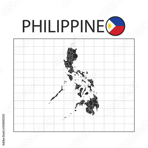 country map of philippine with nation flag