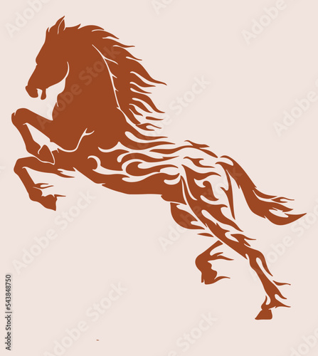 Silhouette clip art logo of a horse on a beige background photo
