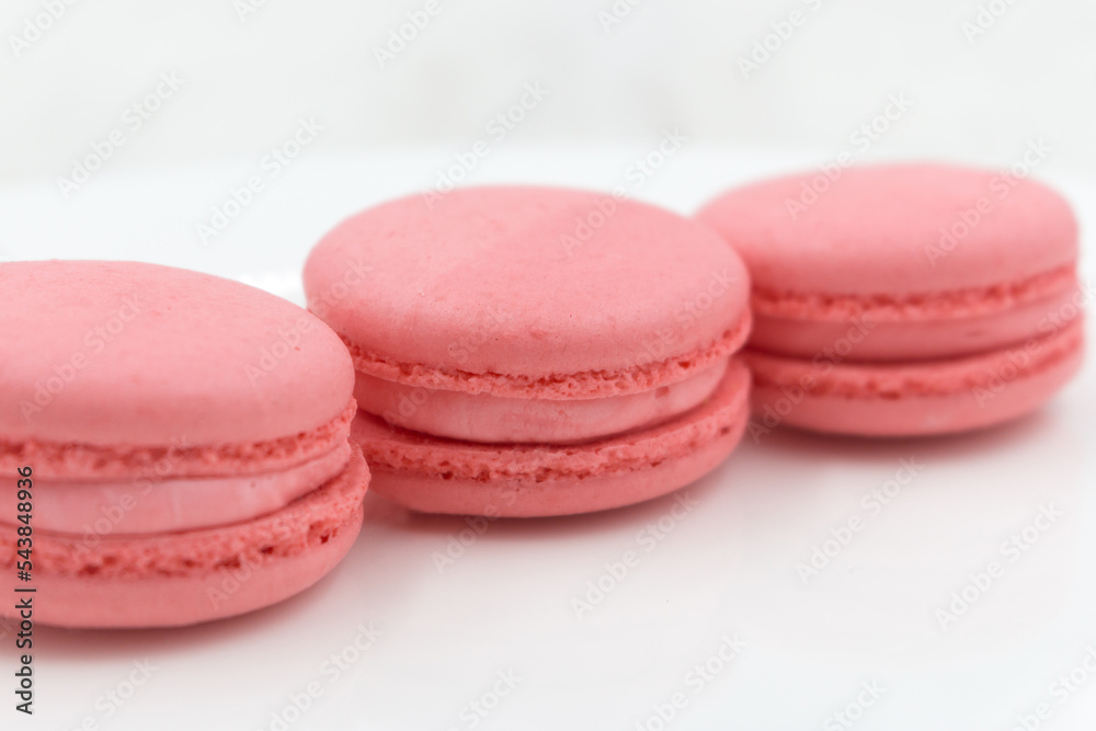 Delicious sweet light macaron dessert. Round strawberry pie. Delicious sweet light macaron dessert. Round strawberry pie.