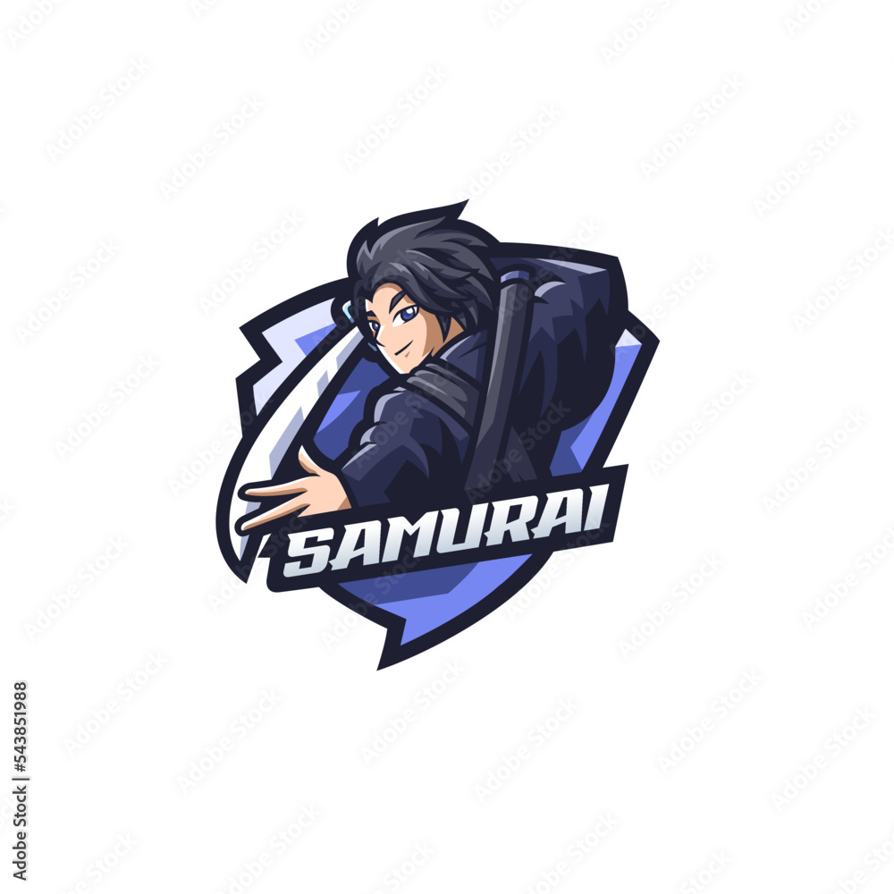 Boy Samurai Blue Colour Sports Team Logo Design