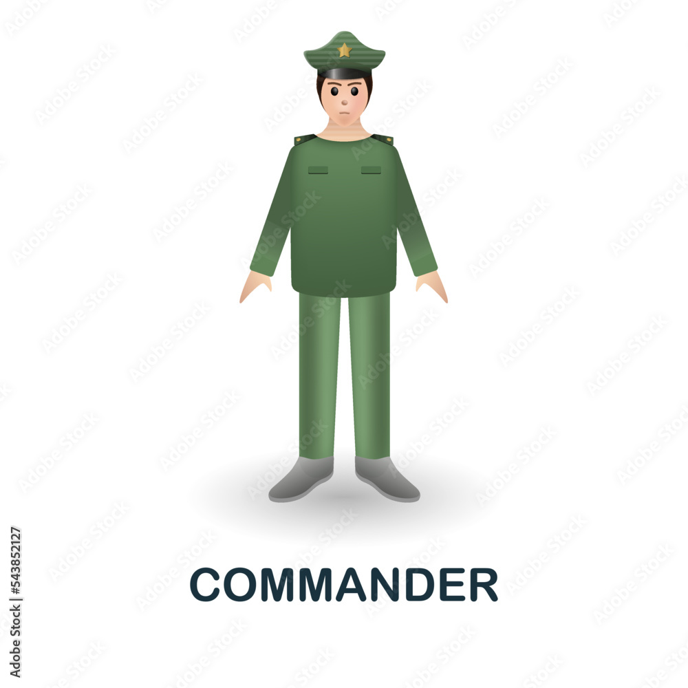 Commander icon. 3d illustration from war collection. Creative Commander 3d icon for web design, templates, infographics and more