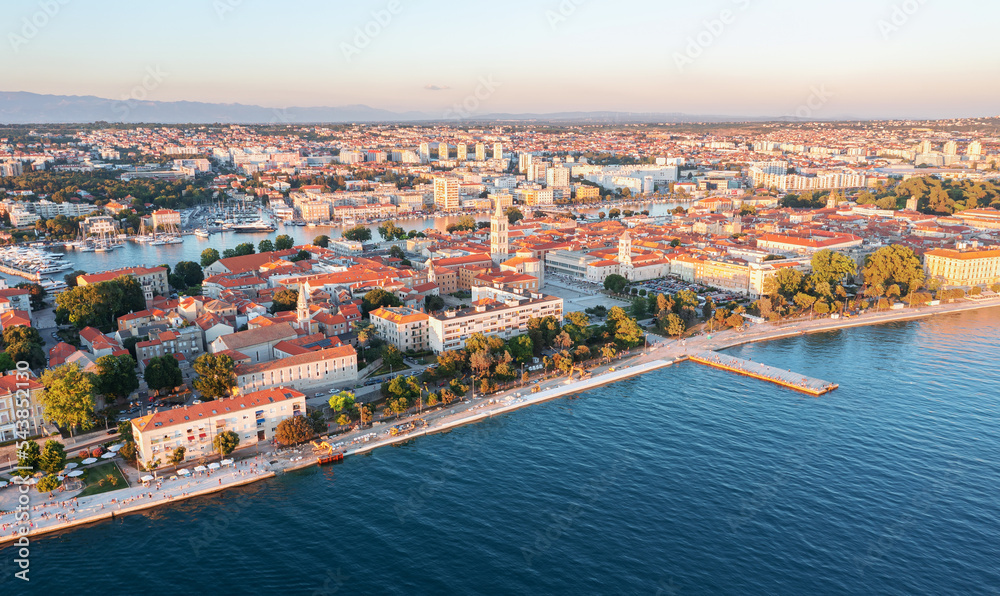 Zadar, historic city center from above, Croatia
