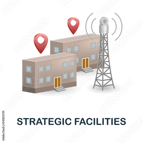Strategic Facilities icon. 3d illustration from war collection. Creative Strategic Facilities 3d icon for web design, templates, infographics and more