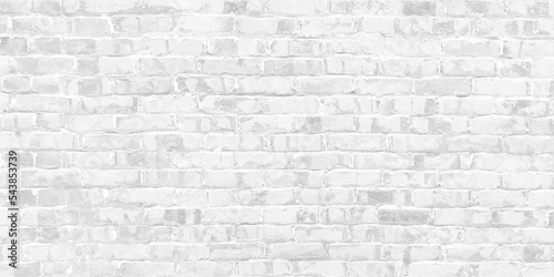 Vintage white wash brick wall texture for design. horizontal background for your text or image. White brick wall texture or background