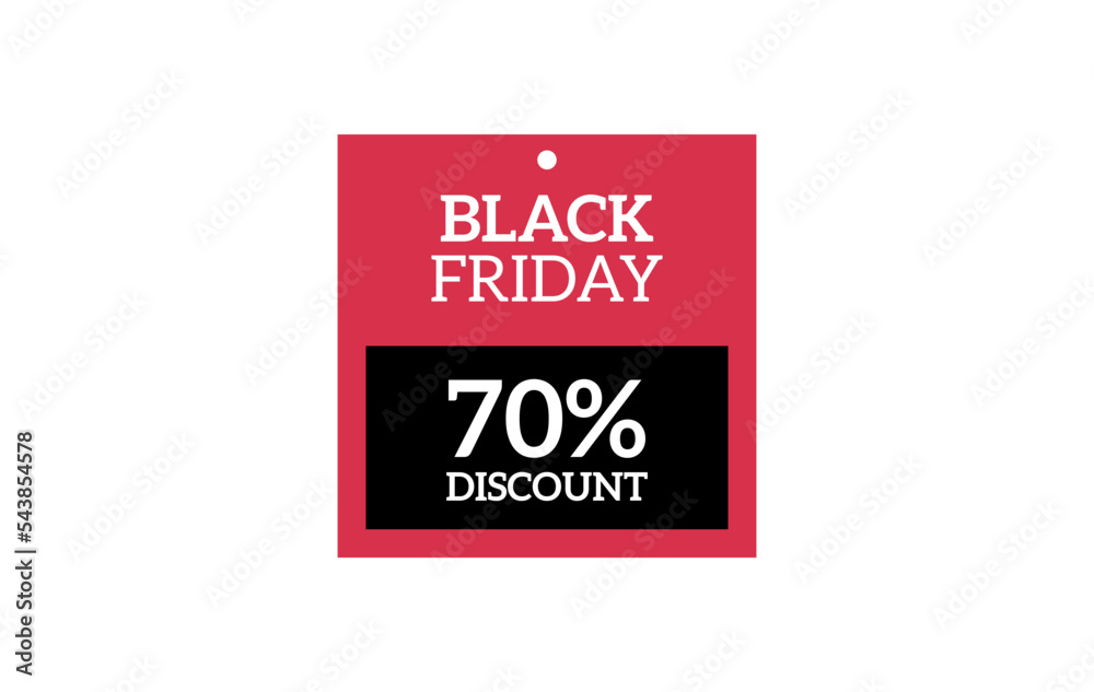 Red sticker Black Friday 70% discount