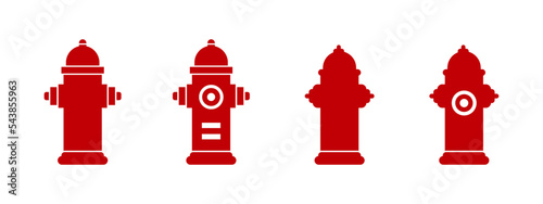 Red fire hydrant icon isolated. Hydrant in flat style for stock. photo