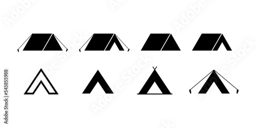 The tent icon. Flat camping tent symbol for stock.