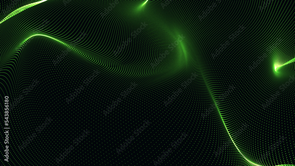 Fototapeta premium Mir green wave isolated on the black background.