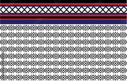 Geometric ethnic oriental pattern traditional Design for background,carpet,wallpaper,clothing,wrapping,Batik,fabric,Vector illustration embroidery style.