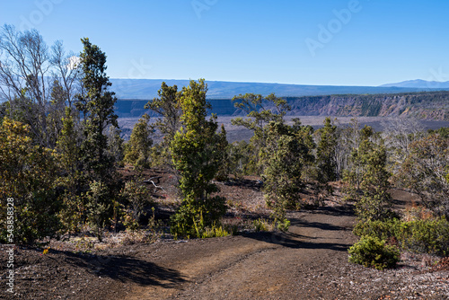 overlooking kilauea crater from byron ledge trail at hawaii volcanoes national p Fototapet