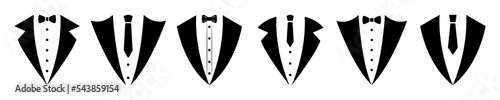 Foto Set of black suit vector icons on white background