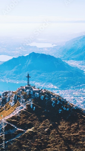 Aerial view from the top of Mount Resegone, Lombardy, Italy photo