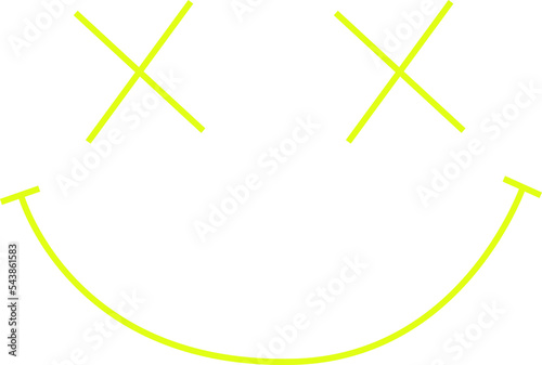 Acid rave big set. Psychedelic surrealistic line yellow element. Psychedelic trippy illustration  for music and another posters