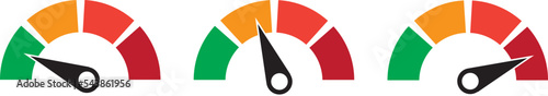Illustration of different gauge icons isolated on a white background