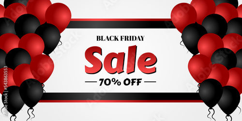Black Friday sale banner with balloons background design