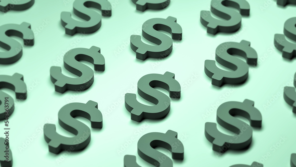 Dollar symbol green concept. Dollar signs minimalistic. 3D render. Dollar symbol green concept. Dollar signs minimalistic. 3D render.