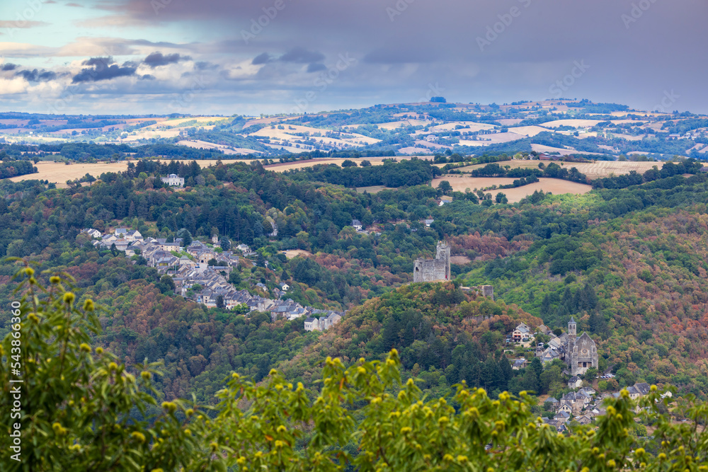 Castle and village in Najac, Aveyron, Southern France