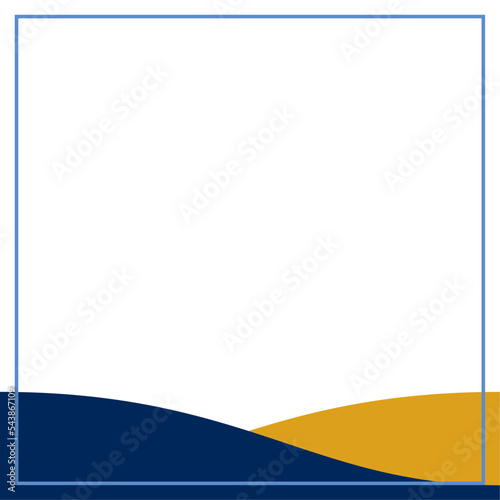 Blue and orange wavy background color with stripe blue line shape. Suitable for social media post and web internet ads. Template layout. Frame, boarder for text, picture, advertisement. Empty space. 