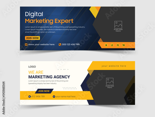 Corporate business digital marketing social media Facebook cover and email footer banner template design