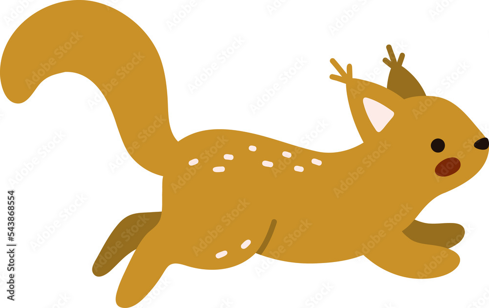 Illustration of a playful squirrel character. Cartoon style
