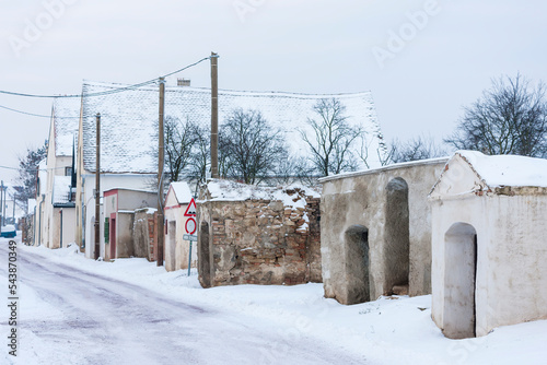 wine cellars in winter, Satov, Czech Republic