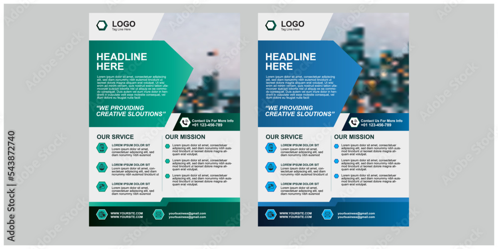 Template vector design for Brochure, Poster, Corporate, Flyer, leaflet, layout modern with green and blue colors size A4, Front and back, Easy to use and edit.
