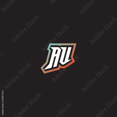 AV initial gradation color concept esport logo design