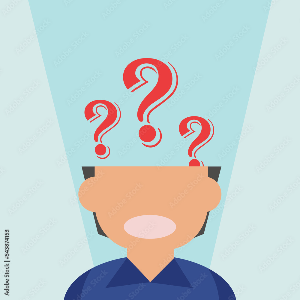 vector illustration with man think and question marks and need answer for consultancy and question and answers sessions concepts. Use for decorate for Question and Answer time. vector illustration with man think and question marks and need answer for consultancy and question and answers sessions concepts. Use for decorate for Question and Answer time.