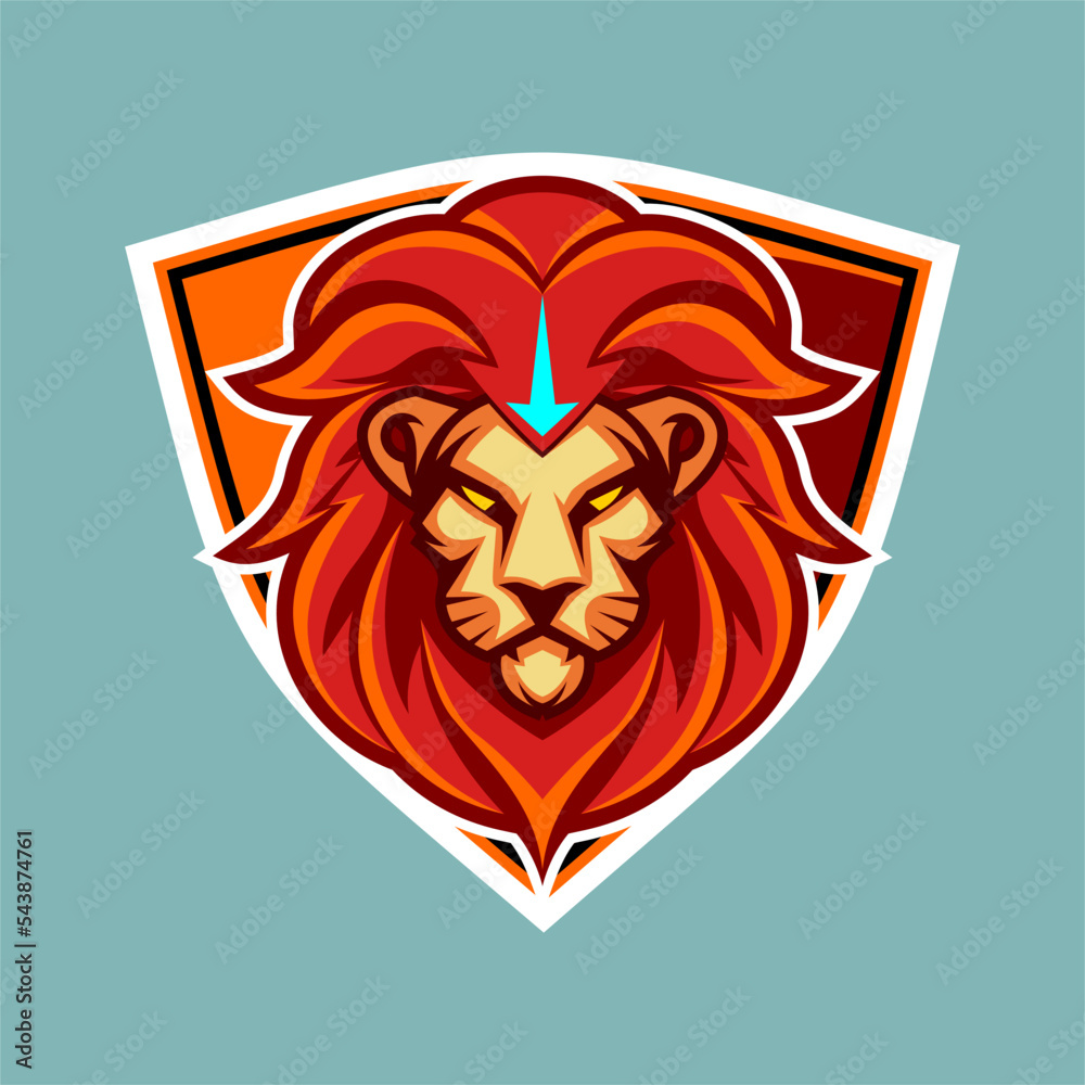 vector sport logo illustration mascot lion front view on shield vector sport logo illustration mascot lion front view on shield