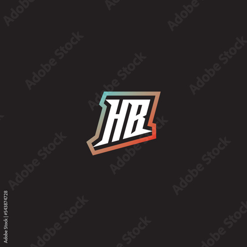 HB initial gradation color concept esport logo design