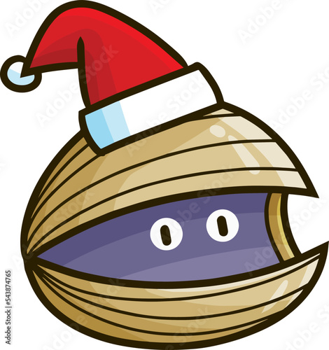 Cute christmas clam cartoon character