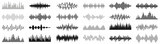 Set sound waves sign, musical sound wave collection icon, digital and analog line waveforms, electronic signal, voice recording, equalizer - vector