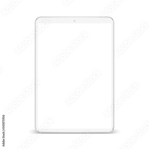 White tablet with white screen new version in trendy thin frame - vector for stock