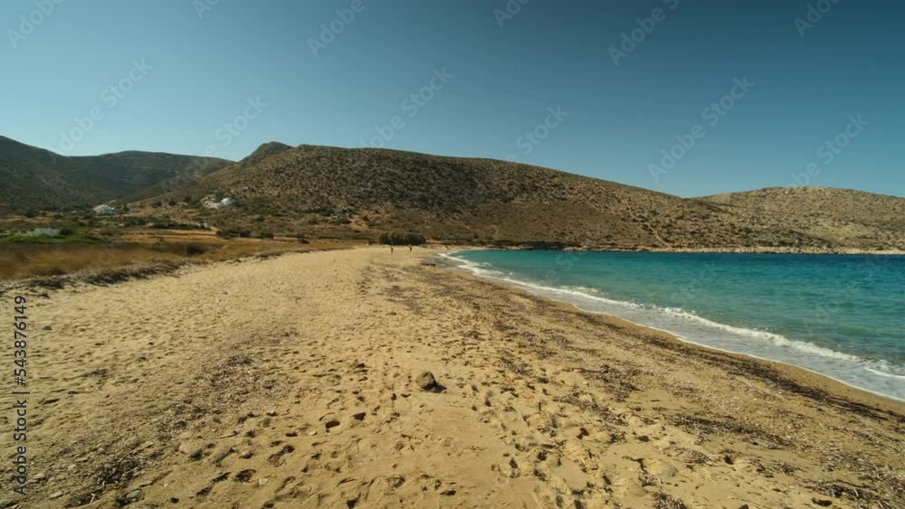 Panoramic view of the beautiful sandy beach Agia Theodoti in Ios Greece Panoramic view of the beautiful sandy beach Agia Theodoti in Ios Greece