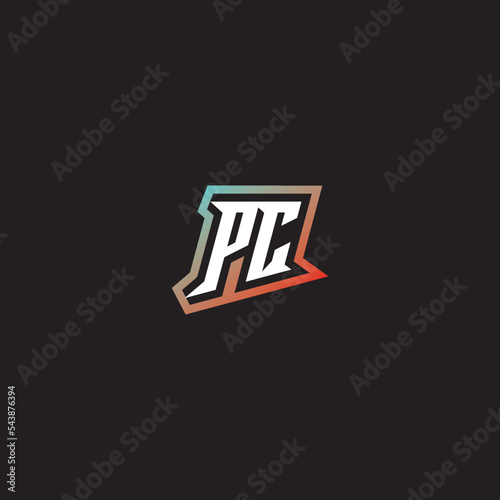 PC initial gradation color concept esport logo design