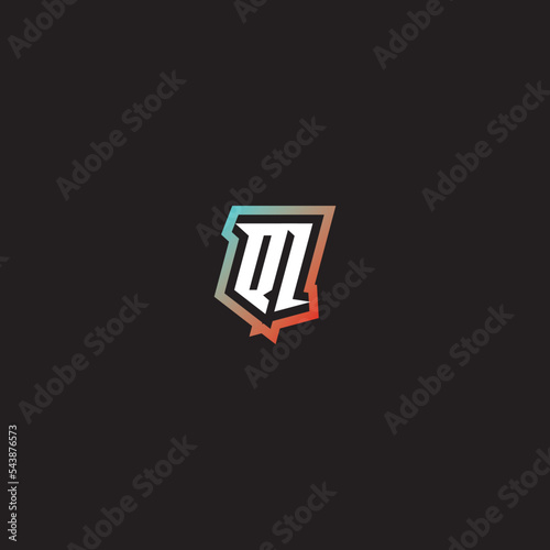 QI initial gradation color concept esport logo design