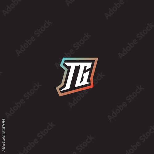 TG initial gradation color concept esport logo design