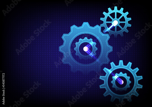 Cogs and gear wheel mechanisms. Hi-tech digital technology and engineering. Abstract technical background.