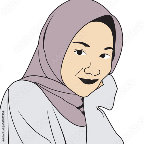 Cute muslim woman wearing veil illustration,Muslim woman with hijab character