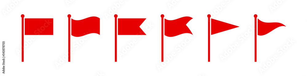 Red flag icon set - obrazy, fototapety, plakaty 