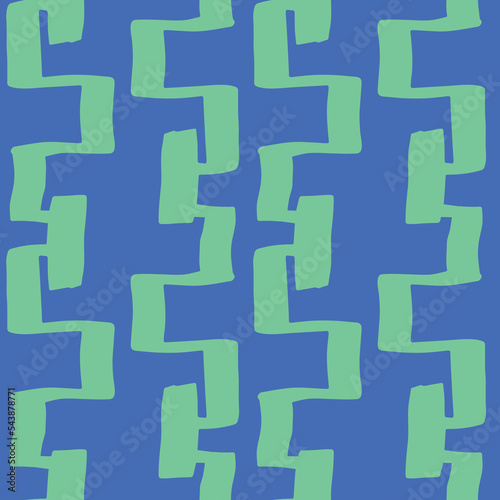 Bold striped geometric seamless pattern in blue. 