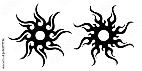 Celtic drawing of the sun . Round oriental tattoo. Girl's transfer tattoo in the style of the 90s, 2000s