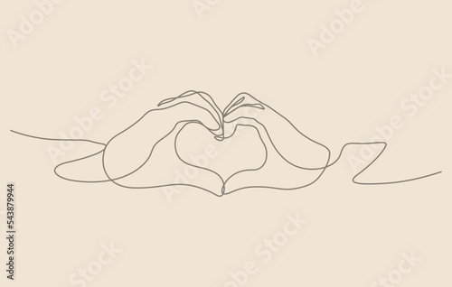 continuous line drawing of couple hands heart shape illustration